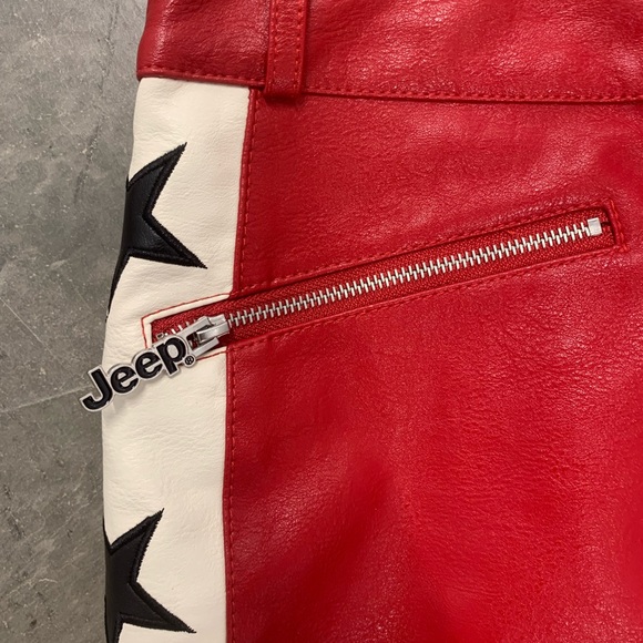 Jeep Red and White Star Jacket and Skirt Faux Leather - Picture 2 of 5